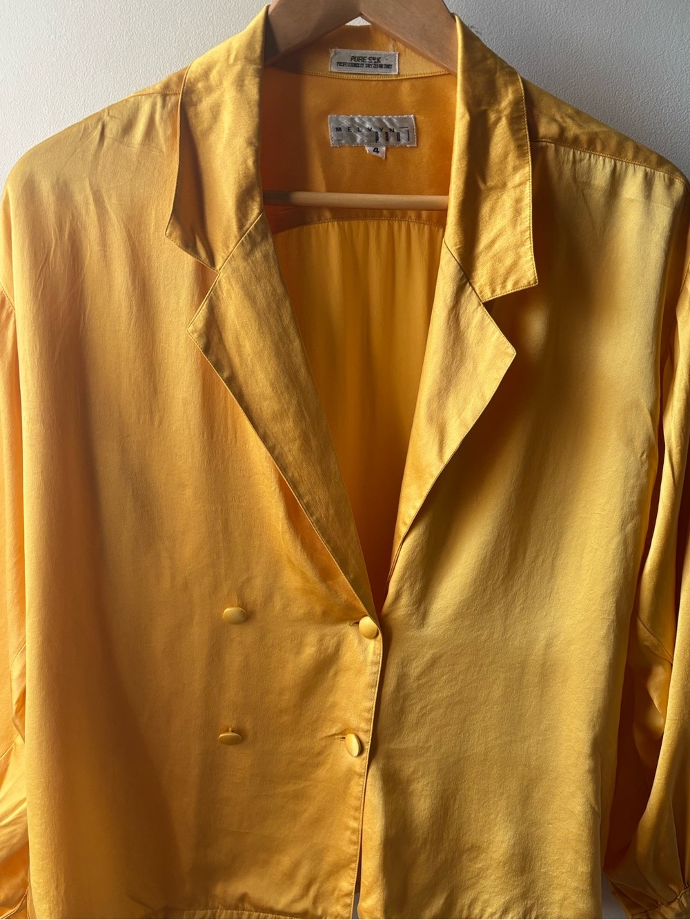 Silky Double-Breasted Yellow Women's Top